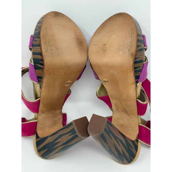 BCBG Max Azria Milan Platform Shoes Pink Purple Suede 5.5 inch Heel Size 10B - Picture 6 of 9